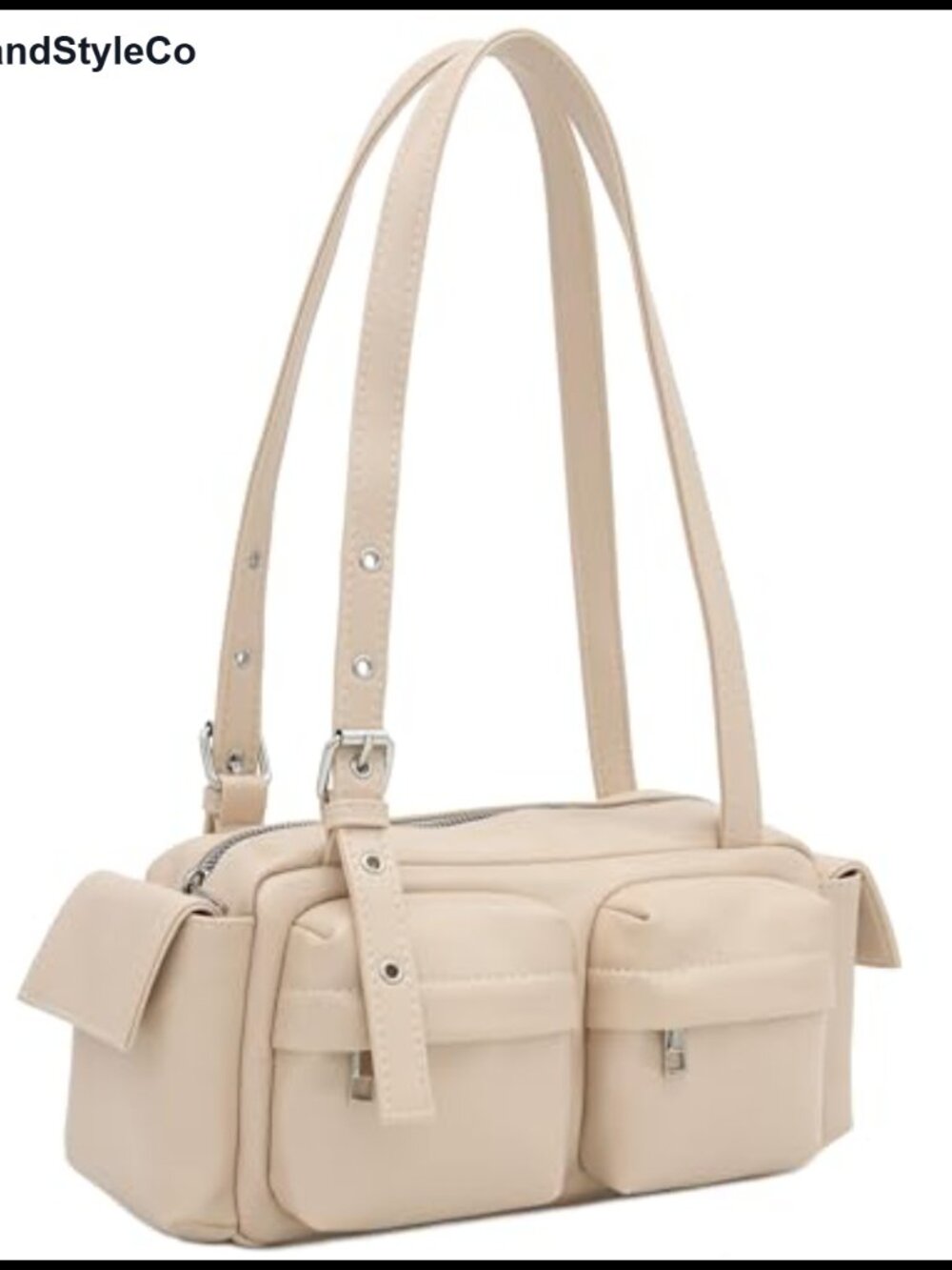 Glossy PU Leather Multi Pocket Shoulder Bag Satchel